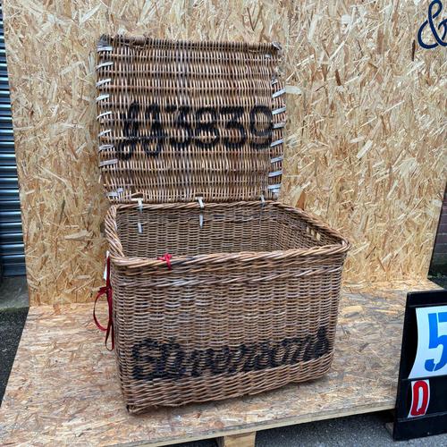 1920’s original english wicker baskets. Oversized industrial storage baskets retaining original faded branding. Handmade...