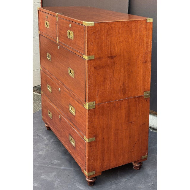 British Military Officer's Campaign Chest Dresser of Brass-Bound Mahogany For Sale - Image 9 of 11