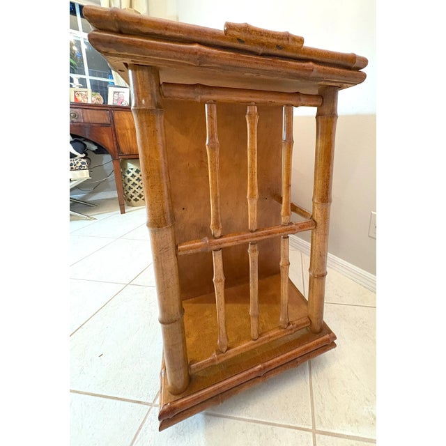 Vintage American of Martinsville Palm Beach Chic Bamboo Bar Cabinet on Casters For Sale - Image 15 of 18