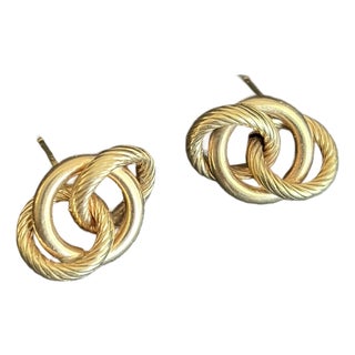 Share Antique Victorian Lover's Knot Gold Stud Earrings, Pair For Sale