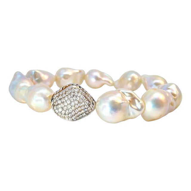Late 20th Century Sterling Silver Biwa Pearl Stacking Vermeil Bracelet For Sale