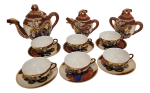 Coffee or Tea Cups in Satsuma Porcelain, 1930s, Set of 15