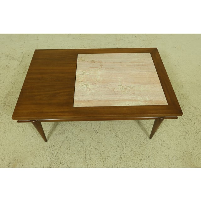 C.1960s High Quality Construction Mid Century Modern Design Marble Insert Top Condition: Excellent Original Finish &...