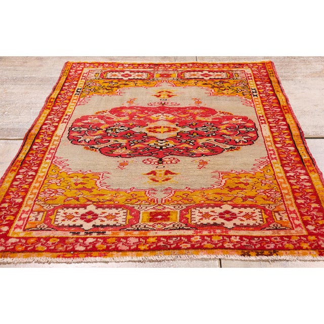 Antique Turkish Oushak Rug, 03'01 X 04'09 For Sale - Image 9 of 10