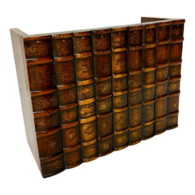 Late 20th Century Theodore Alexander Faux Book Spine Shelf Display by Turtle and Crane - English Library Trompe l'Oeil For Sale