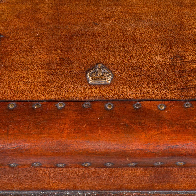 2 Late Vintage Campaign Luggage Cases, English, Leather, Nightstand, Bedside For Sale - Image 11 of 12