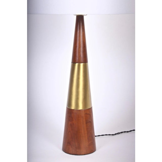 Westwood Lamps 1950s Tall Tony Paul for Westwood Swedish Brass & Solid Walnut Table Lamp For Sale - Image 4 of 11