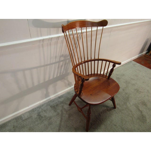 Item: 85764 Duckloe solid cherry fan back arm chair. Age: 1980's. Details: Fan back. Condition: Very clean excellent...