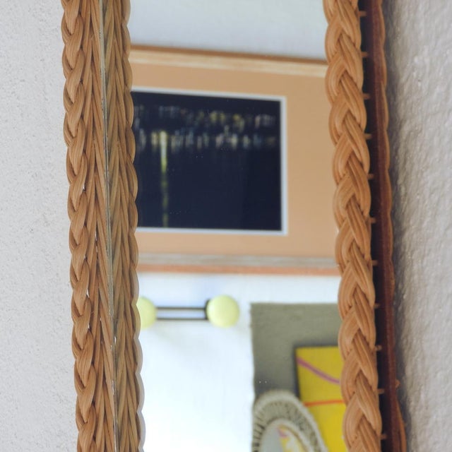 French Riviera Wicker Mirror, France, 1960s For Sale - Image 6 of 12