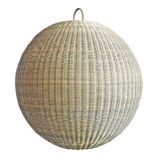 Outdoor Faux Rattan Globe Lantern 36" For Sale