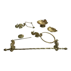 Sherle Wagner Style Paris French Style Seahorse Towel Bar, Towel Ring, Soap Dish, Tp Holder - 6 Piece Set