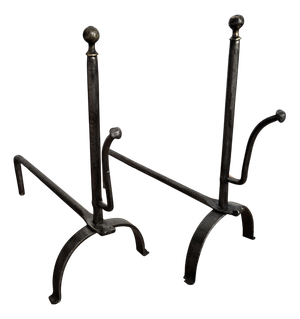Vintage Italian Wrought Iron Andirons, 1920s, Set of 2