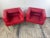 Red Set of Armchairs in Red Leatherette and Chrome Aluminum, 1980s For Sale - Image 8 of 9