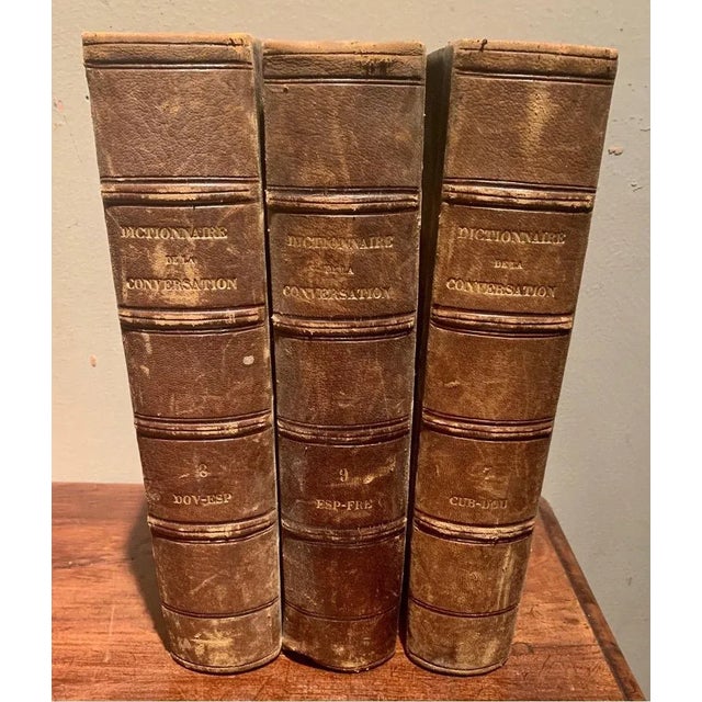 Antique French Conversation Dictionary – 2nd Edition, Set of 3 Brown Books For Sale - Image 4 of 7