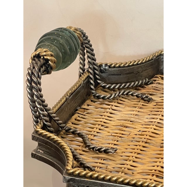 Maitland - Smith Vintage Wicker Tray Table on Stand Attributed to Maitland Smith For Sale - Image 4 of 13