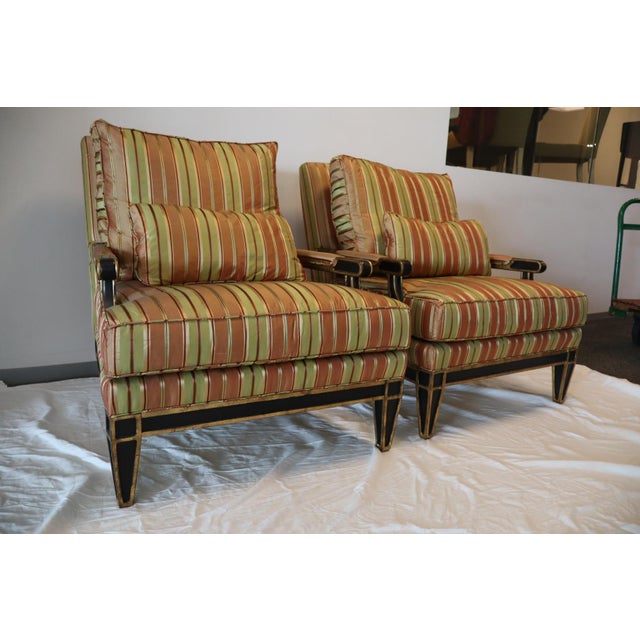Textile 1990s Swaim Silk Bergere Chairs For Sale - Image 7 of 13