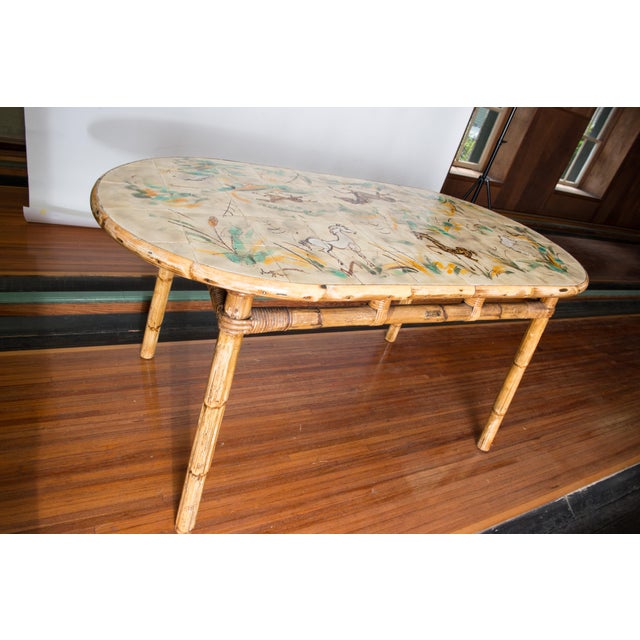 1960s Rattan Dining Table and Chairs Set by Audoux and Minet, France For Sale In New York - Image 6 of 13