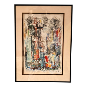 Pinchas Abramovich (1909–1986), "Untitled (Abstract Composition)," Mixed Media on Paper/Panel. Mid 1970s.