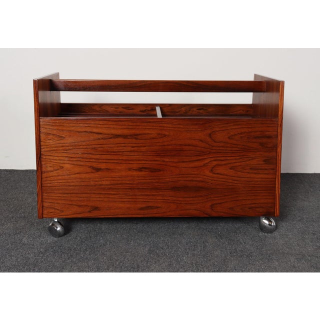 Bruksbo Norwegian Rosewood Magazine Rack / Record Lp Caddy by Rolf Hesland for Bruksbo For Sale - Image 4 of 18