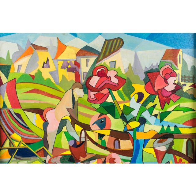 Yellow Colorist Still Life Post-Cubist Oil Painting by A. Rigollot, 1961 For Sale - Image 8 of 18