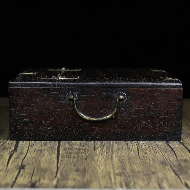 Brown Huali Rosewood Folding Book Stand Box With Drawer For Sale - Image 8 of 10