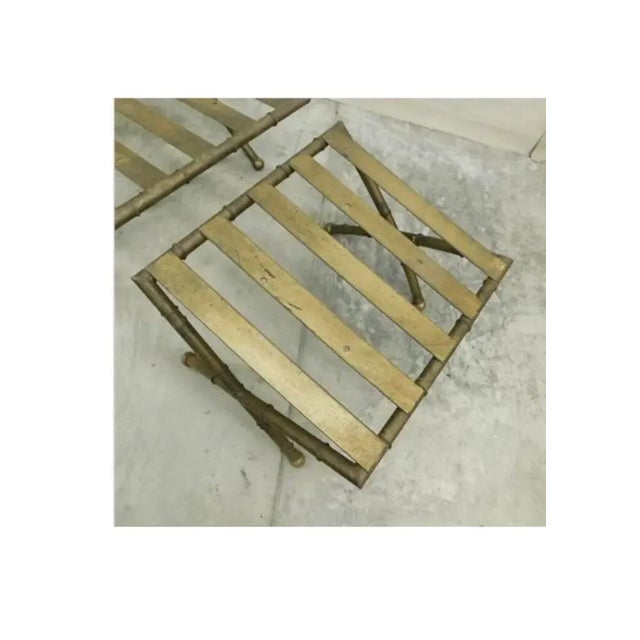 Vintage 1970s Italian Faux Bamboo Brass Lounge Chair & Ottoman — Hollywood Regency For Sale - Image 9 of 12