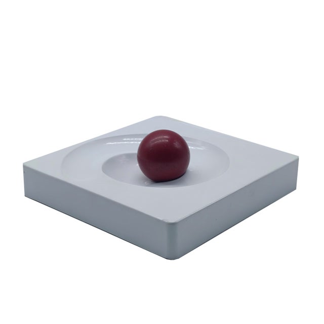Spiros Square White Ashtray, designed by Eleonore Peduzzi Riva for the Italian company Artemide. The Spiros ashtray has a...