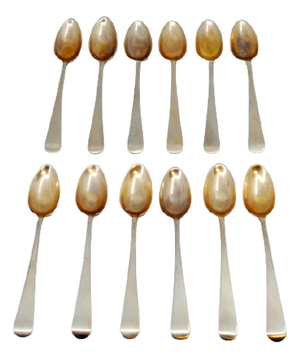 Teaspoons in Silver and Gold Shells, Set of 12