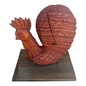 18thc Hand Carved Rooster Sculpture on Stand