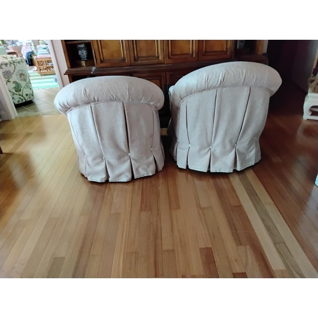 Pink 1980s Century English Swivel Club Chairs For Sale - Image 8 of 8