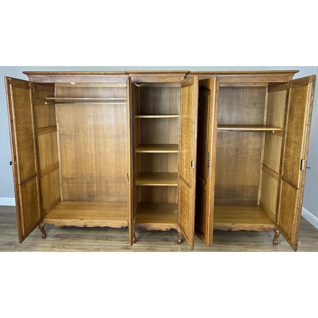 Vintage French Louis XVI Style Wardrobe in Oak For Sale - Image 13 of 14