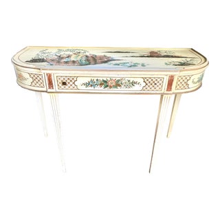 Vintage Hand Painted Demilune Console Table For Sale