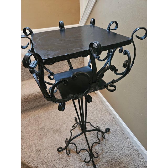 Vintage Mid-Century Ornamental T Iron Plant Stand For Sale - Image 9 of 9