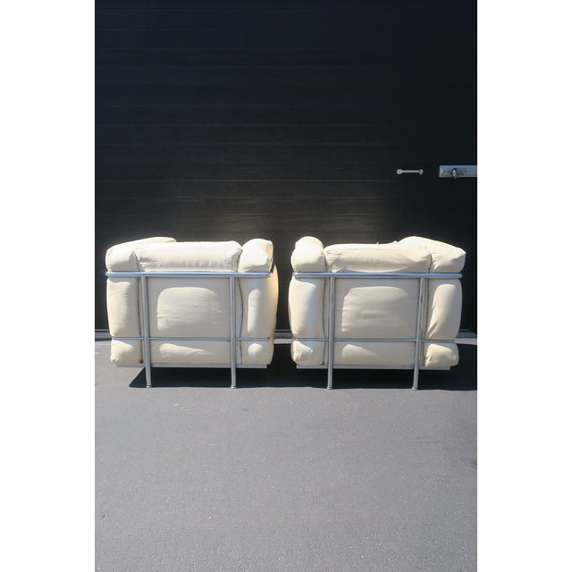 Lc2 Style Modernist Chrome Armchairs Pair, Circa Late 20th Century For Sale - Image 15 of 16