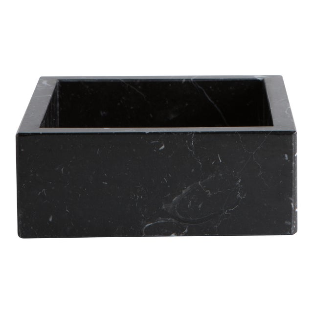 Squared Black Marquina Marble Guest Towel Tray from FiammettaV Home Collection For Sale