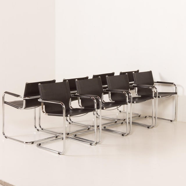 Matteograssi Bauhaus Italian Chairs attributed to Matteograssi, 1970s, Set of 8 For Sale - Image 4 of 18