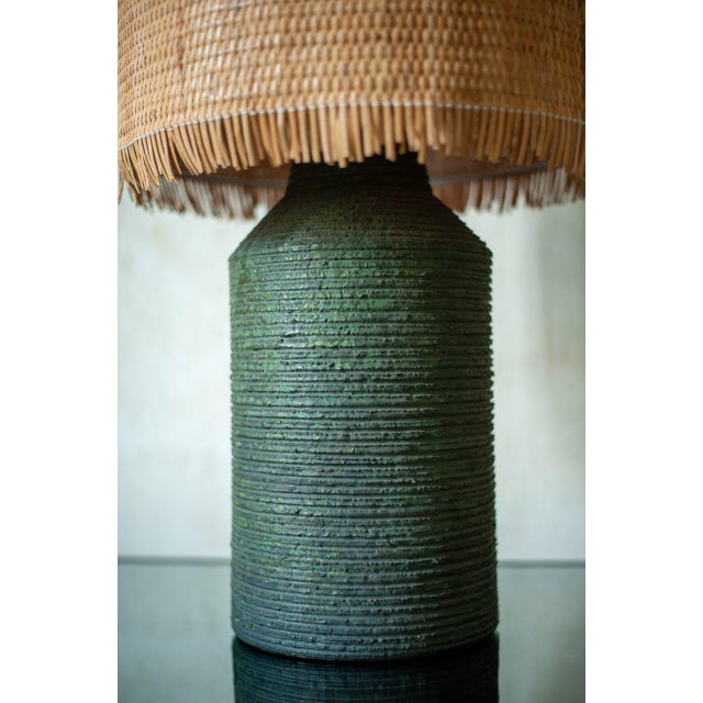 Ceramic Lamp with Raffia Lampshade, 1970s For Sale - Image 9 of 10