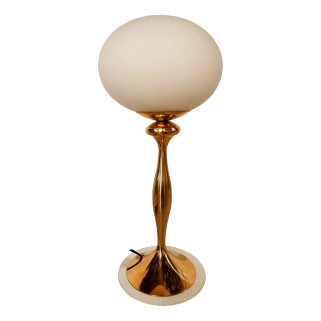 Brass Light with Oval Glass and White Disk For Sale