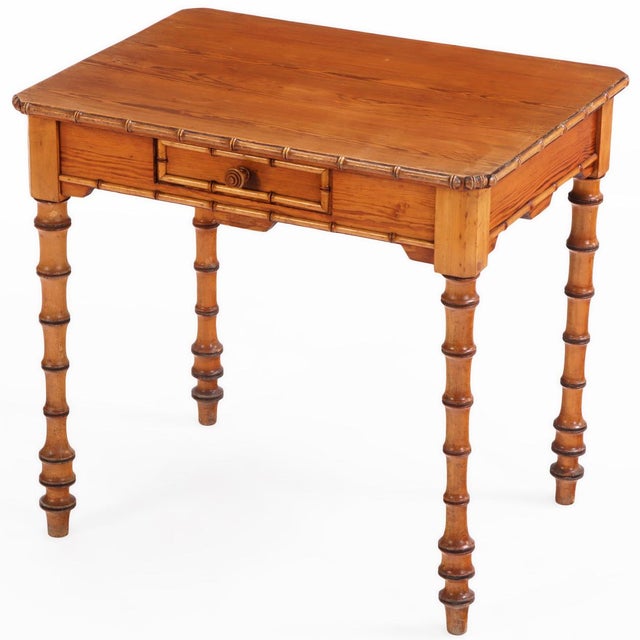 A French Faux Bamboo Pine and Maple Side Table, C. 1880. For Sale - Image 4 of 8
