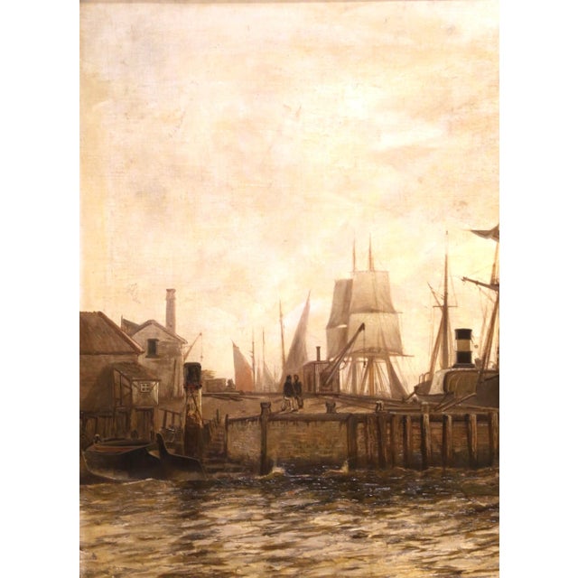 Late 19th Century English Thames Marine Oil Painting by Edward Fletcher For Sale - Image 4 of 11