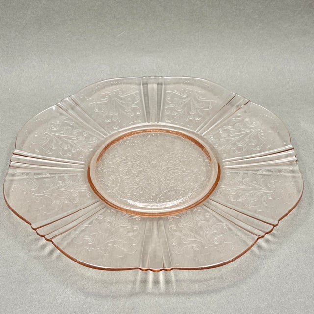 Pink Vintage Pink “American Sweetheart” Depression Glass Cake Plate or Round Serving Platter by MacBeth Evans For Sale - Image 8 of 9