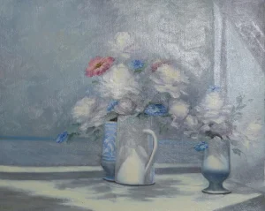 Vase of Flowers 12, Les Bullene Oil on Canvas, Signed Lower Left