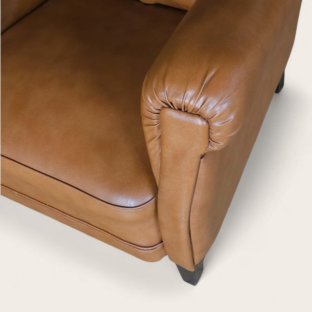 1960s German Cognac Leather Lounge Chair With Tufted Back For Sale - Image 4 of 6