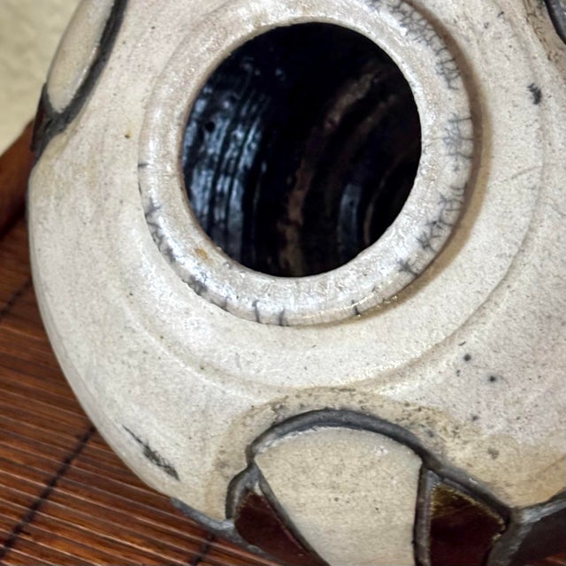 1980s Signed Nancy April Art Deco Raku Vase For Sale - Image 10 of 12