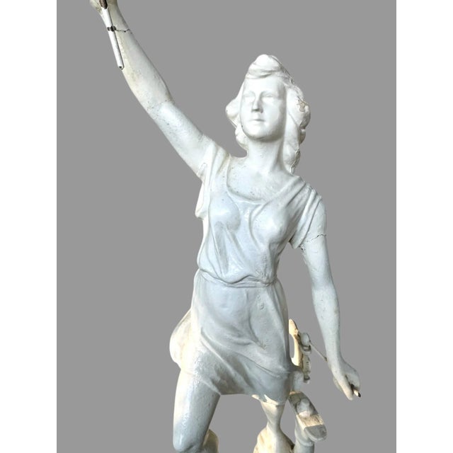 Antique Victorian Cast Metal 29" Figural Statue Sculpture of a Maiden For Sale - Image 4 of 9