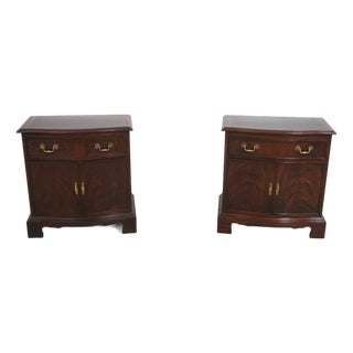 Pair Drexel Heritage Chippendale Mahogany Nightstands For Sale