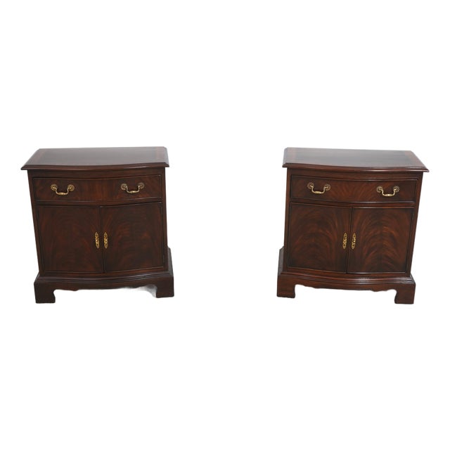 Pair Drexel Heritage Chippendale Mahogany Nightstands For Sale