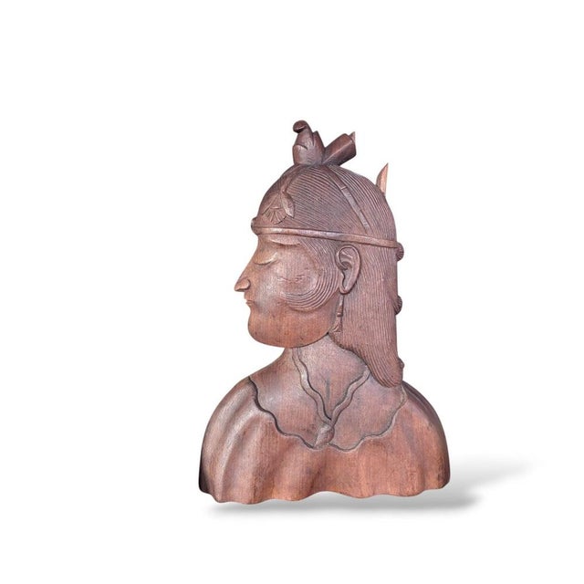 Ottoman Empire Busts in Hand-Carved Wood, Set of 2 For Sale - Image 5 of 10