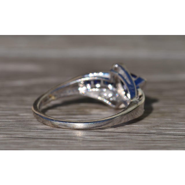 The Pellston: Ladies White Gold Cocktail Ring set with Laboratory Grown Sapphires and Diamonds For Sale In Philadelphia - Image 6 of 10