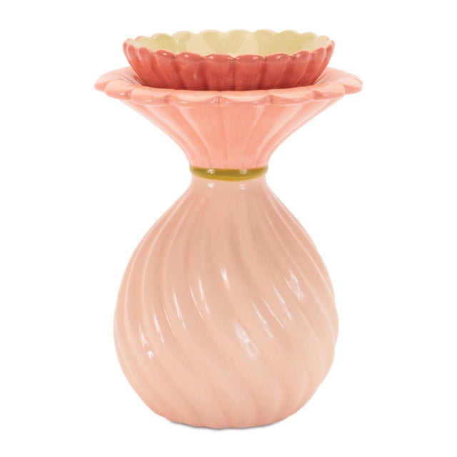 Add a playful pop of color and sculptural charm to your décor with this Floral Swirl Dolomite Candle Holder Vase Set....
